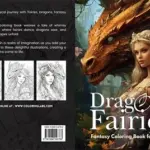 Dragons and fairies fantasy coloring book